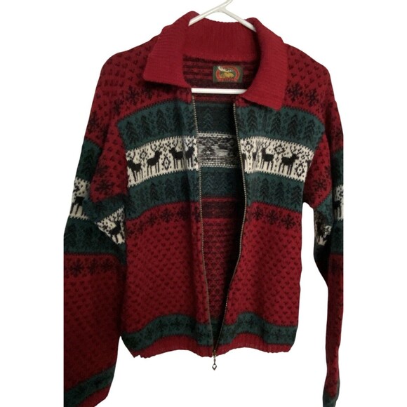 Vintage ALPS Womens Wool Sweater Size Small Reindeer Full Zip 36" Chest - Picture 3 of 9